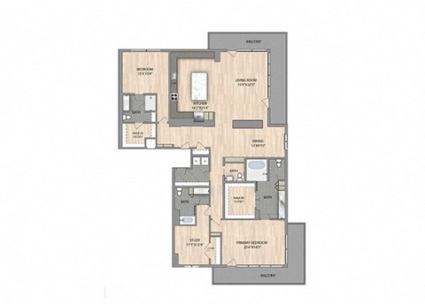Floor plan for 3 beds, 2 baths, 2860 sqft